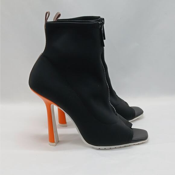 ALDO Women's Booties Size 7 Black Open Toe Ankle Boots Zip Front High Heel Shoes - Picture 1 of 12